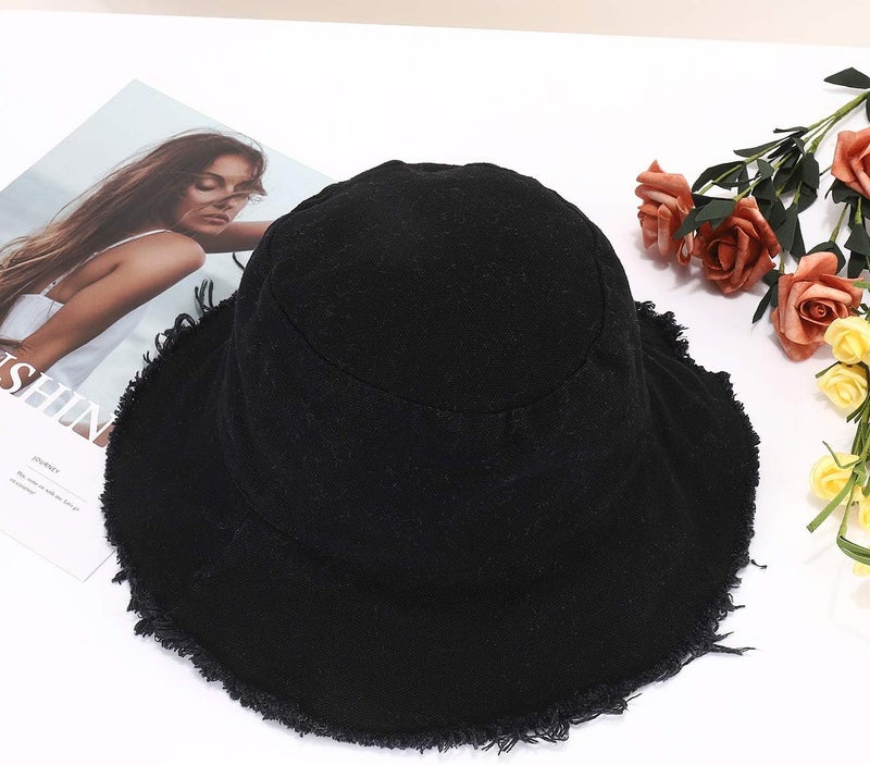 Boderier Sun Hats for Women Summer Casual Wide Brim Cotton Bucket Hat Beach Vacation Travel Accessories - Image 2